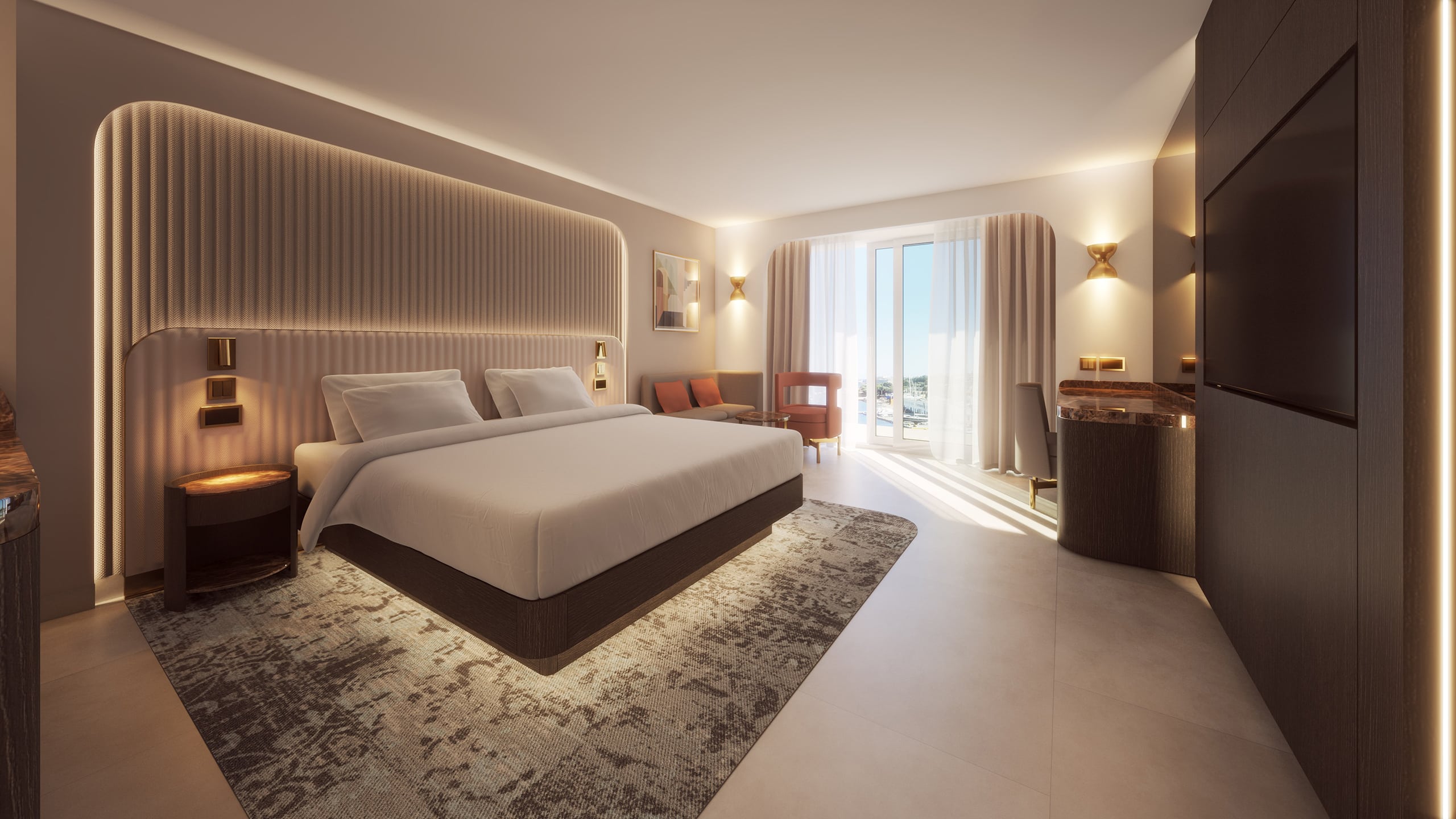 Rendering of a guest room at Mövenpick Malta, Sliema